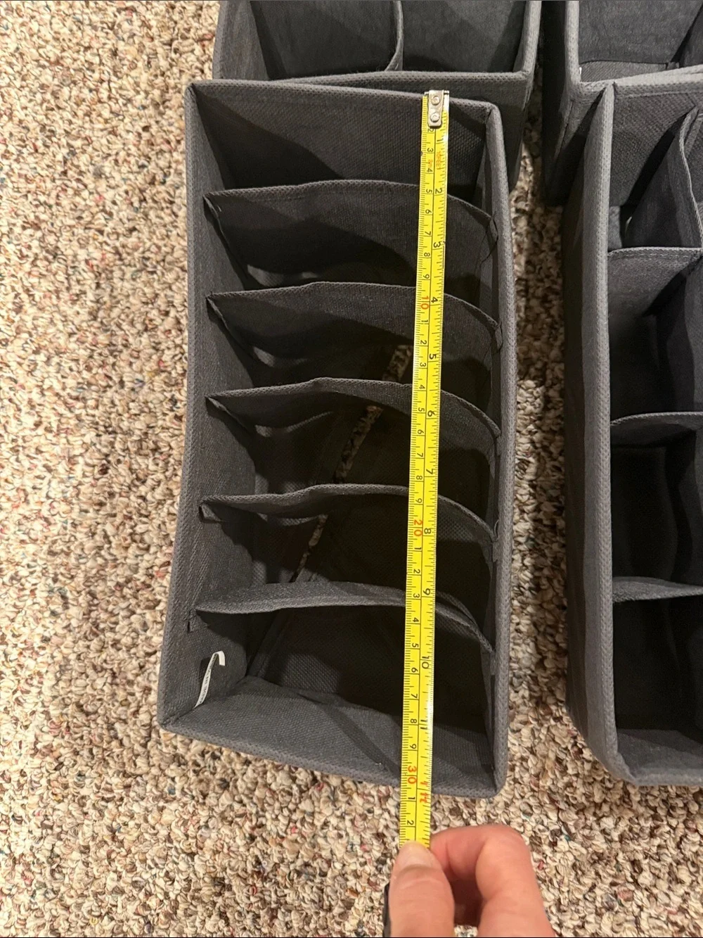 Set of 7 charcoal grey drawer organizers